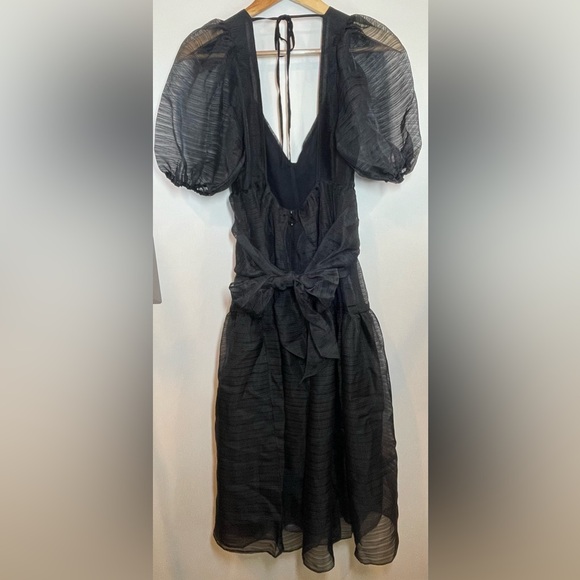 NWT Free People Hailey Black Dress Puff Sleeve Whimsigoth Fairy Size 4 - Picture 3 of 16